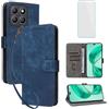 IUQXU Cover per Honor X8C Libro con Vetro Temperato BL | Blocco RFID,Antiurto,Supporto,Custodia in Pelle Portafoglio per HonorX8C Honor X 8C X8 C