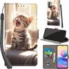 PHINIENLAND Cover per Xiaomi Redmi Note 10 5G custodia portafoglio Gatto | 3 scomparti carte, 1 tasca banconote, Chiusura magnetica, Supporto, Pelle PU flip cover per Xiaomi Poco M3 Pro
