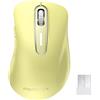memzuoix Mouse Wireless 2.4GHz, Mouse Ottico Portatile 1400 DPI con Mini Ricevitore USB, 5 Tasti e Funzionamento a Batterie per Laptop, Desktop, MacBook (Giallo)