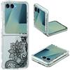Fiyer Cover Z Flip 7 Cover per Samsung Z Flip 7 5G Trasparente Glitter Silicone Morbido TPU Originale Custodia per Samsung Galaxy Z Flip 7 Ultra Sottile con motivo Mandala Fiore Antiurto Case (nero)