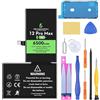 LL TRADER Batteria per iPhone 12 Pro Max, 6500mAh e Kit di Riparazione | Compatibile con iPhone 12 Pro Max, A2342, A2410, A2412, A2411