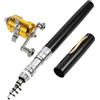 Phefop Canna da Pesca Telescopica Portatile, Set Mini da Tasca con | Mulinello in Lega di Alluminio, Cricchetto e Frizione F/R, 8,1in, per Barca
