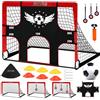 Fitencexu Porta da calcio, porta da calcio per bambini, per esterni, con parete 3 in 1, porta pop-up con 5 fori e borsa per il trasporto, chiodi da terra, 3 bersagli e 6 ostacoli (rosso)