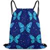 Morbuy Sacca Sportiva Zaino a Sacco (Blu navy) | Stampa Farfalla Zaino Traspirante con Coulisse Sportivo Leggero Traspirante per Palestra, Scuola, Viaggi, Uomo Donna Unisex