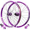 KUNYOS Set di Ruote per Bici in Lega di Alluminio da 24 Pollici 26/27,5/29, Cerchio A Doppia Parete, Mozzo per Freno A Disco con Cuscinetti Sigillati, Ruote MTB Viola per 7-12 velocità