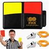 RDTOK Set di carte per arbitri con carta gialla e rossa, 2 fischietti in acciaio | Fischietto in acciaio inox con cordino, archi di risultati e matita, per calcio, basket, allenamento