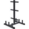 GORILLA SPORTS® Rastrelliera Pesi 50 mm, Dischi e Barre, Max 300 kg | Rack in acciaio con 6 porta bilancieri e 6 supporti per dischi olimpici 50/51 mm, piedini antiscivolo, 71 x 70 x 115 cm