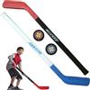 Lawnrden Set di Mazze da Hockey su Strada per Bambini|Set di Hockey per Bambini Bastone da Allenamento per Pavimento da Strada con 2 Palline per Ragazzi e Ragazze Interni ed Esterni, Blu Rosso