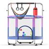 GartistGo Trampolino per bambini, 140 cm, con rete di sicurezza, mini trampolino interno esterno per bambini, trampolino da giardino con cestino da basket, barra da ginnastica e accessori da gioco