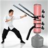 DYK&NX Wing Chun Wooden Dummy, La Pratica Del Kung Fu Spinta, Tai Chi Stick Molla | Kong Fu Montaggio Manichino in Legno, Doppia molla Braccio Obiettivi Gambe, per Oggetti Morbid
