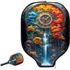 Generic Neoprene Paddle Cover Vintage Clock & Waterfall pickleball Paddle Cover | Universale Impermeabile Custodia per racchetta da pickleball Per sport uomini e donne Fits Most Rackets