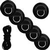 balacoo Kit Anelli in Acciaio Inox per Paddle Board Gonfiabile | Toppe in PVC Corda Elastica, Nero, Facile da Installare, per Tavola e Gommone