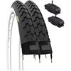 Ecovelo' 2 COPERTONI 26 X 1 1/2 (40-584) + CAMERE D'ARIA CON VALVOLA SCHRADER PNEUMATICI BIANCO NERI IN GOMMA PER BICI BICICLETTA VINTAGE OLANDA STRADALE