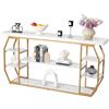 VEVOR Tavolo Consolle in Marmo 180 x 35 x 91 cm Tavolino da Corridoio Ingresso a 3 Livelli per Riporre Oggetti, con Tubi in Ferro, Dispositivo Antiribaltamento e Supporto Triangolare per Soggiorno