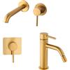 Arcdesign Selection Set miscelatori incasso doccia una uscita lavabo a parete e bidet con piletta click clack INCLUSA forma tonda oro spazzolato