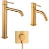 Arcdesign Selection Set miscelatori incasso doccia una uscita lavabo alto e bidet con piletta click clack INCLUSA forma tonda oro spazzolato
