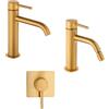 Arcdesign Selection Set miscelatori incasso doccia una uscita lavabo e bidet con piletta click clack INCLUSA forma tonda oro spazzolato