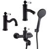 Jacuzzi Rubinetteria set miscelatori Tosca lavabo bidet e gruppo vasca color nero opaco