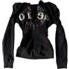 ORANDESIGNE Felpa con Cappuccio e Zip da Donna in Stile Vintage Anni 2000 Felpa Grunge per Ragazze Adolescenti Cappotto Lungo Aderente con Collo in Pelliccia Sintetica