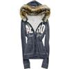 ORANDESIGNE Felpa con Cappuccio e Zip da Donna in Stile Vintage Anni 2000 Felpa Grunge per Ragazze Adolescenti Cappotto Lungo Aderente con Collo in Pelliccia Sintetica