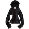 ORANDESIGNE Felpa con Cappuccio e Zip da Donna in Stile Vintage Anni 2000 Felpa Grunge per Ragazze Adolescenti Cappotto Lungo Aderente con Collo in Pelliccia Sintetica