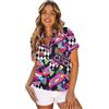 tiorhooe Camicia hawaiana da donna anni '80 e '90 estiva retrò hawaiana a maniche corte da donna vintage con bottoni