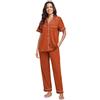 COLORFULLEAF 100% cotone, pigiama da donna, con bottoni, pigiama, set da 2 pezzi, a maniche corte, pantaloni lunghi