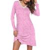 Ekouaer Camicia da Notte Lunga da Donna con Scollo a V in Pizzo Camicia da Notte Morbida e Confortevole a Maniche Lunghe per Tutte Le Stagioni,S-XXL
