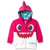 Pinkfong Felpa con cappuccio per bambina con zip e faccia grande, rosa squalo, taglie 2t-5t