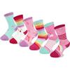 Queenshin 6 Paia Calzini Bambino Bambini Calze Ragazza Unicorno Arcobaleno Carini Stelline Colorate Calzini Crew Caviglia Traspirante Regalo 2-8 Anni Taglia 22-31