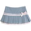 RSBFK Cute Bow Lace Cutecore A Line Gonna a vita bassa Mini gonna a pieghe con fodera pantaloncini