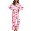 Ekouaer Pigiami Due Pezzi Donna Seta Pigiama Set Satin con Bottoni S-XXL | abbigliamento caldo, maniche e pantaloni lunghi, taschino sul petto, bordino decorativo, fondo elasticizzato, morbido&comodo
