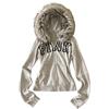 ORANDESIGNE Felpa con Cappuccio e Zip da Donna in Stile Vintage Anni 2000 Felpa Grunge per Ragazze Adolescenti Cappotto Lungo Aderente con Collo in Pelliccia Sintetica