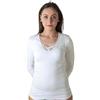 New Day intimo eccezionale Set da 3 Maglie Donna Manica Lunga Cotone Caldo, Maglietta Intima Termica | Con rifinitura in pizzo macramé o bordo in raso bianca o nera, Intimo termico femminile, T-Shirt maniche lunghe invernale