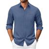 COOFANDY Camicia da uomo a maniche lunghe, per il tempo libero, vestibilità normale, elasticizzata, con tasca sul petto