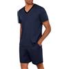 Marvmys Pigiama Uomo Estivi Corto Cotone Leggero Pigiami Due Pezzi Maniche Corte Scollo a V T-Shirt e Pantaloncini S-3XL