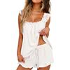 KFUBUO Set pigiama da donna 2 pezzi con volant, morbido, canotta e pantaloncini, set pigiama da sposa