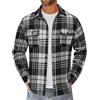 COOFANDY Camicia di flanella da uomo, a maniche lunghe, a quadretti, per il tempo libero, con tasca sul petto, camicia a quadri, vestibilità regolare, camicia da motociclista