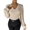 Foweknow Body da donna a maniche lunghe, in maglia a costine, elegante, sexy, basic, a collo alto, body intero da donna, body a maniche lunghe, tuta invernale morbida e confortevole, body aderente da