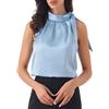 Allegra K Donna Top Elegante in Raso Senza Maniche con Papillon e Collo Solido Blusa Senza Maniche