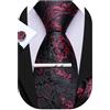 Barry.Wang - Set con cravatta da uomo in seta stile plaid, con fazzoletto e gemelli, a righe, per matrimoni e feste, 3 pezzi