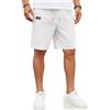 COOFANDY Pantaloncini da Uomo Pantaloncini di Lino Pantaloni Elastici per Il Tempo Libero Pantaloncini Estivi Pantaloni di Lino Regolari con Tasche Bianco L