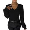 Foweknow Body da donna a maniche lunghe, in maglia a costine, elegante, sexy, basic, a collo alto, body intero da donna, body a maniche lunghe, tuta invernale morbida e confortevole, body aderente da