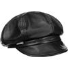 Seeberger Berretto Newsboy in Pelle Cappello Baker Boy Cappellino da Donna L (58-59 cm) - Nero