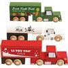 petit jour paris Camion e Rimorchi in Legno FSC, Giocattoli Educativi, 3 Veicoli con Rimorchi, per Bambini 3+ Anni, TV4400 Il Toy Van