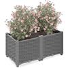 Relaxdays Vaso per Piante da Esterno Rettangolare, con Serbatoio d'Acqua, 38x80x40 cm per Balcone e Terrazza, Grigio