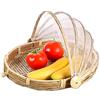 Szetosy, Cestino in bambù intrecciato a mano con copertura in rete, per coprire e servire il cibo, a prova di insetti, antipolvere, per pane, frutta e verdura, Bambù, Stile 3, Dia.30cm