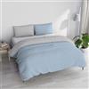 Italian Bed Linen Set Copripiumino 100% Cotone Natural Color, Made in Italy - Parure Copri Piumino - Sacco Piumone 250x200 cm con Doppia Patella e Federe Cuscino, Matrimoniale, Azzurro/Grigio Chiaro