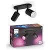 Philips Hue Fugato, Faretto da soffitto, 2 luci, Nero | Smart LED, Luce bianca o colorata, 350 lm, Dimmerabile, 16 milioni di colori, Compatibile con Amazon Alexa (Echo, Echo Dot)