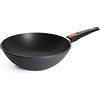 Woll 11030DPS Wok in ghisa Diamond Lite, Diametro 30 cm, 10 cm di Altezza, con Manico Rimovibile